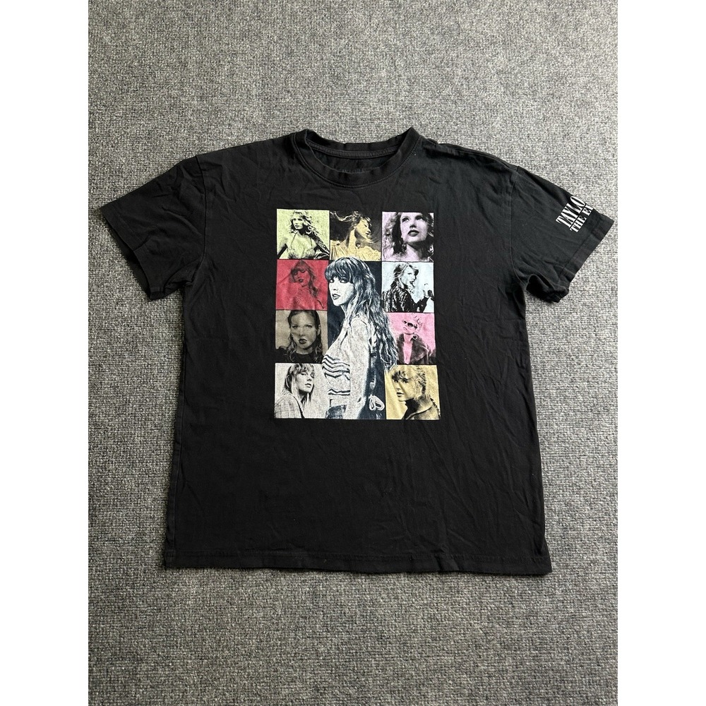 Womens Taylor Swift The Eras Tour 2023 Black Photo Collage T-Shirt, Size M